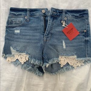 Mossimo lace trim denim shorts